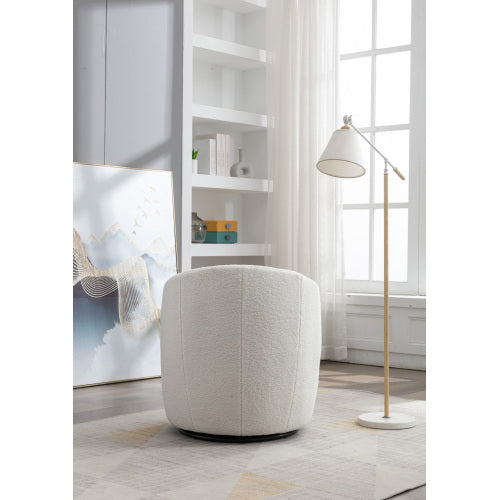 Teddy Fabric Swivel Barrel Accent Armchair | 360° Swivel with Metal Base & Foam Cushion, Green / Silver