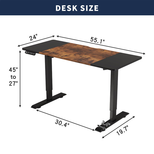 55" Electric Standing Desk - Height Adjustable Sit Stand Desk for Home Office & Gaming