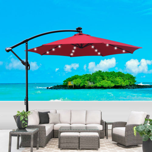 10 ft Solar LED Patio Umbrella with 24 Lights & Cross Base – Outdoor Shade, Red – TenYoung Leo 10 ft Solar LED Patio Umbrella with 24 Lights & Cross Base – Outdoor Shade, Red – TenYoung Leo