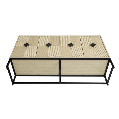 Carved 4-Door Sideboard Buffet Cabinet with Adjustable Shelves – Modern Coffee Bar Cabinet for Living Room, Dining Room & Kitchen