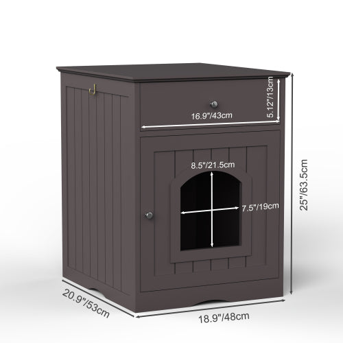 Wooden Cat Litter Box Enclosure - White, open door view