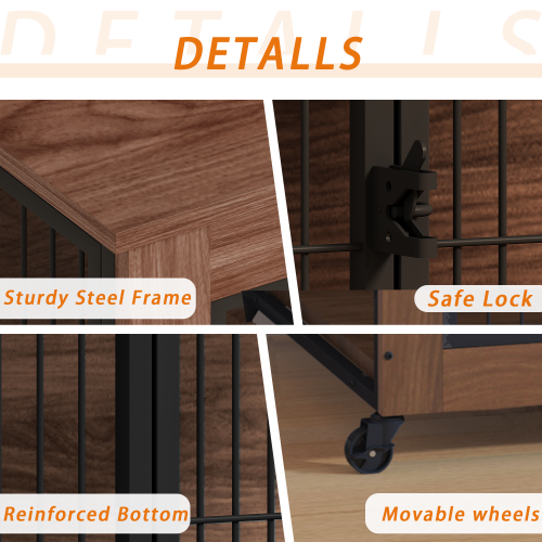 38.6" Dog Crate Furniture with Wheels | Heavy Duty Indoor Dog Kennel & End Table