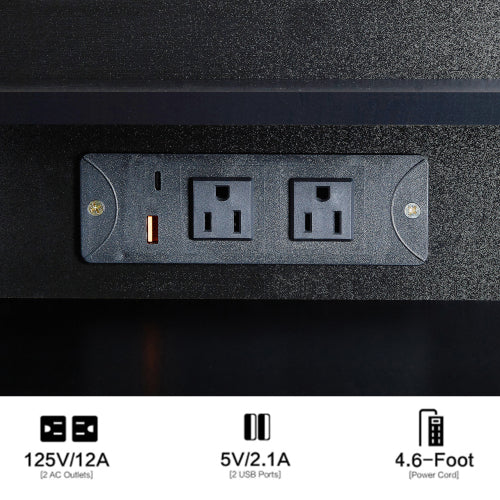 41" Vanity Desk with LED Mirror & Cushioned Stool | Makeup Table with Power Outlets & Hair Dryer Holder