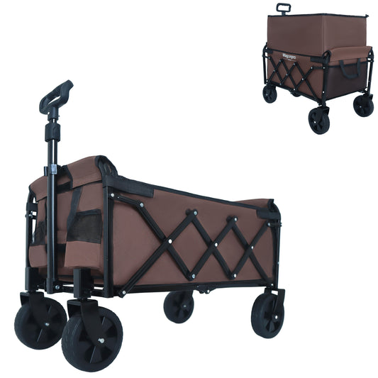 Expandable Dual-Layer Utility Wagon with 100% Extra Space - Grocery Cart  225lbs,