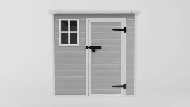 6x6 FT Outdoor Storage Shed - Waterproof Resin Tool Shed with Floor, Window & Lockable Doors